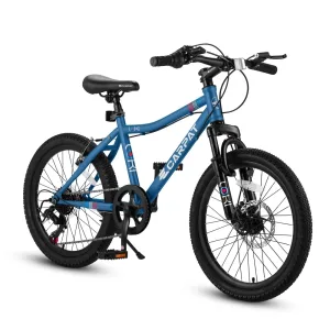 20" Kids Mountain Bike for Boys Girls 7 Speed Bicycle with Disc/V-Brakes Front Fork Suspension Steel Frame Cycling Bike Bicycle