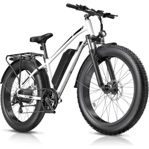 Electric Bike, 1000W Peak Ebike, 25MPH 60Miles Electrics Bike, 26" Fat Tire Electric Bicycle with 48V 13AH Battery, 7 Speed