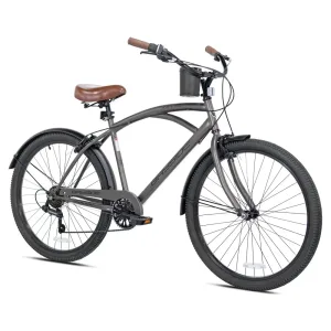 26" Cruiser Bicycle, Fits Rider 5'2"-5/10", Gray, Adults, Unisex