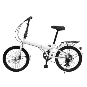 Compact and Comfortable Folding Bicycle with 7 Gears, Adjustable Seat and Handlebars, Disc Brakes, Reflective Pedals for Safe