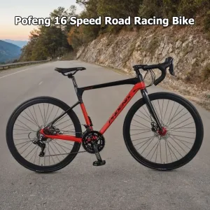700C Road Bicycle Double Disc Brakes Curved Bar Road Racing Bike Broken Wind 16 Speed Gravel bicicleta Aluminum Alloy Cycling