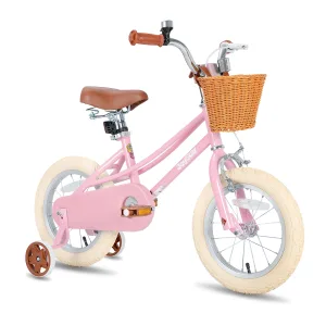 US warehouse JOYSTAR Girls Bike for 2-12 Toddlers & Kids, 12" 14" 16" 20" with Training Wheels, Basket & Kickstand, Retro Style