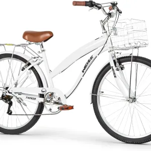 26 inch Commuter Bicycle for Adult Men and Women, 7-Speed/High-Carbon Steel/Front & Rear Fenders, Comfortable City Bikes