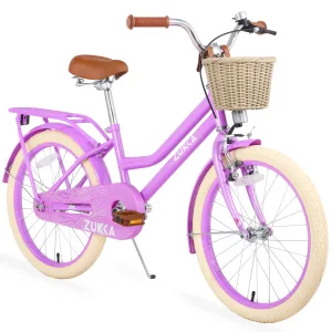 ZUKKA Green Pink White 20 Inch Bicycle for Children With Woven Basket Kids Bike for Girls For 7-10 years Old