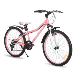 Hiland 24 Inch Mountain Bike for Kids Age 7,Front Suspension Fork Kids' Bicycles for Boys Girls Multiple Colors