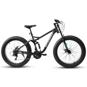 26" Full Suspension Mountain Bike for Adult Bicycle with 4 Inch Fat Tires 21 Speed Disc Brakes Steel Frame Cycling Bikes Bicycle